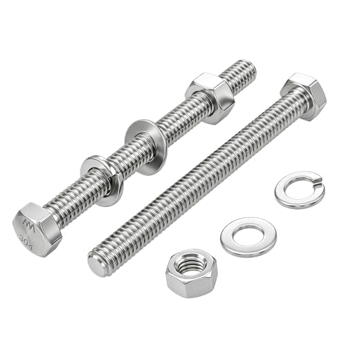 12 Sets 1/4-20x5 Bolt and Nut Set, Flat & Lock Washers Included,48PCS | 304 Stainless Steel 1/4-20 Bolt, Precision Fasteners Mechanical Assembly Equipment Repair & DIY - size: 1/4-20x5" 12sets