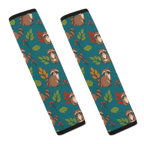 Soft Padded Car Seat Belt Pad for Child, Most Cars, 2 Piece Raccoon Seat Belt Cushion Comfortable Driving - color: Pattern 372