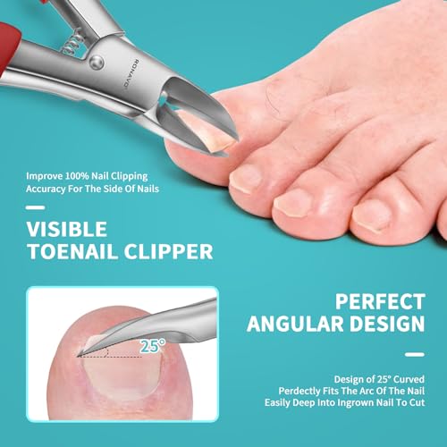 Toenail Clippers for Ingrown & Thick Toenails - Heavy Duty Toe Nail Clippers for Remove Side Ingrown Toenail with Angled Sharp Blades, Professional Pedicure Tool with Long Handle for Seniors & Men - style: Ingrown Nail Clipper - Red