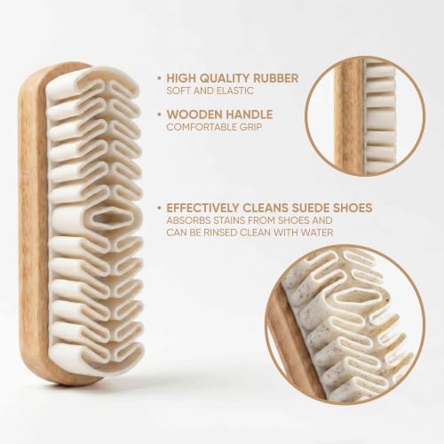 Suede & Nubuck Cleaning Kit by Care Guys: Hard-Wearing Crepe Brush & Cleaner Eraser - Natural Suede Shoe Cleaner Made with Crepe Ribbon - Cleaning, Re-Fluffing & Lifting Nap