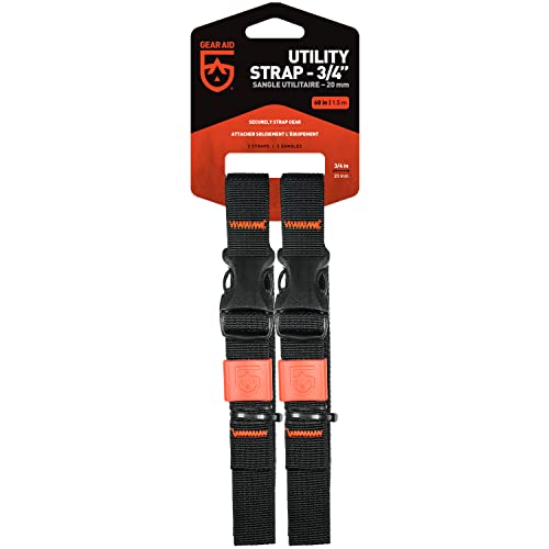 GEAR AID Utility Straps with Side-Release Buckle, Secure and Compress Camping, Biking, Hunting, Boating Gear, 3/4" Width, 60" Length - size: 3/4" x 60", style: 2 Straps