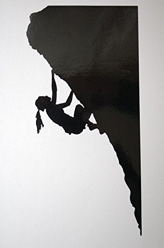 Rock Climber Girl Vinyl Sticker Decal V238 Mountain Climb Choose Color&Size (10" x 5", White) - color: White, size: 10" x 5"