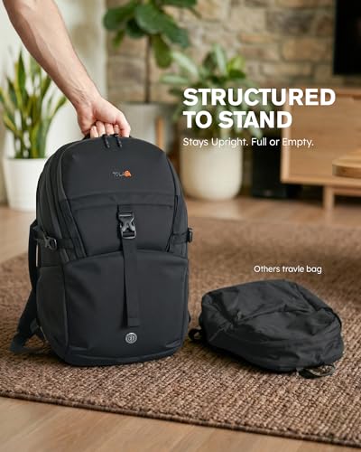 Tolaccea Daypack Backpacks Carry On 30L, Travel Backpack with Waterproof Zippers, Flight Approved Hand Luggage Casual Backpack for Men Women, Durable Bag for Work Business Hiking, Fits 15.6" Laptop - color: Black