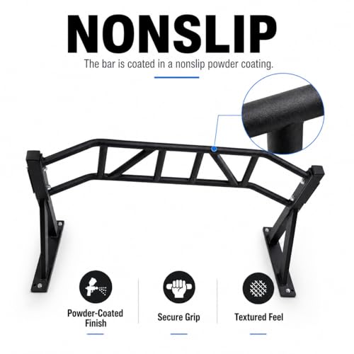 REP Fitness Heavy Duty Pull-Up Bar, Wall Mounted Multi-Grip or Bare Steel Straight Option, Home Gym Exercise Equipment for Chin Training, Garage Strength Workouts, Rings, Straps - style: Multi-Grip Arch