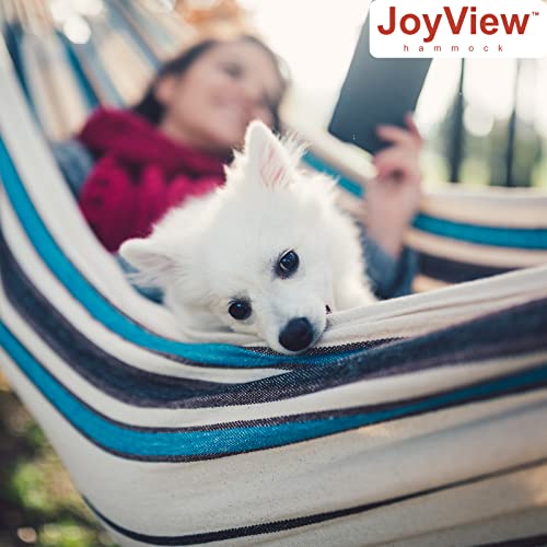 JoyView Brazilian Hammock for Single Person - Portable Cotton Hammock with Hanging Ropes & Carry Bag - 78.8x39.4' - 300LBS Capacity - Red & Green Stripes - color: Red & Green Stripes