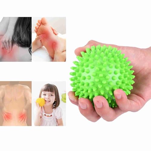 2Pcs Spiky Hard Massage Balls,Soft Spiked Manual Massager Rollers Body Spiky Balls Fitness Finger Relax Tool for Plantar Fasciitis Exercise Back Feet (Large Size 9cm) - color: Green, size: Large size 9cm