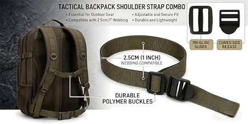 Ladder Lock Tri Glide Slide - Adjustable Strap Clips for Backpack/Gear Straps - Fits 3/4",1",1-1/4",1-1/2",2" Webbing - color: 10-pack for 1" Webbing