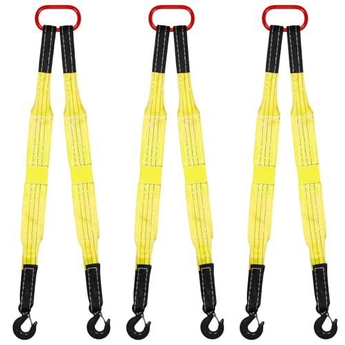 2 Pack Lifting Slings Straps with Hooks Web Slings Capacity Polyester Bridle Sling Heavy Duty Two Leg Lifting Straps for Engines Cranes Hoists Truck (3.3ft,Yellow) - color: Yellow, size: 3.3ft