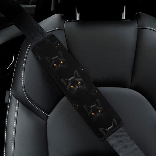 2 Pack Gothic Black Cat Car Seat Belt Pad Breathable Shoulder Harness Cover for Adult Use, Stroller Pushchair High Chair, Pressure Relief - color: Pattern 670