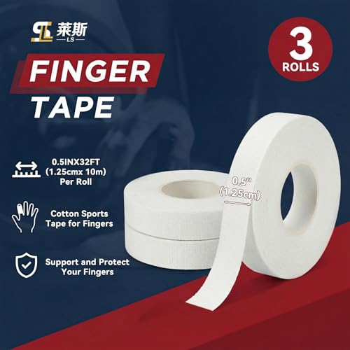 YINTTIAN Finger Tape 0.5in × 32ft Athletic Tape for Fingers No Residue | White Finger Sports Tape for BJJ, Rock Climbing, Weightlifting, Football, Basketball, Volleyball, Pack of 3
