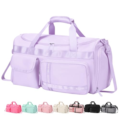 MAXTOP Gym Bag for Women Men Travel Duffle Bag Large Capacity Carry On Weekender Overnight Bag With Shoe Compartment Gym Tote Dry Wet Separation Duffel Bag for Travel - color: Purple, style: Gym Bag