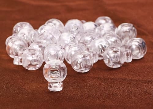 Shapenty Clear Plastic Cord Locks Round Single Hole Spring Toggle Stoppers for Drawstring Bags Short Shoelace, 22x18mm