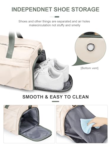 Gym Bag for Women Duffle Bag with Shoe Compartment Yoga Mat Bag Sports Workout Bag Weekend Overnight Bag, Beige Green - color: A22- Beige Green