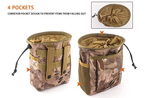Drawstring Highend Rock Climbing Chalk Bag with a Carabiner Different Pockets for Climbing Bouldering, Gymnastics, Gym Pouch, Cross Fit and Lifting - color: khaki camouflage