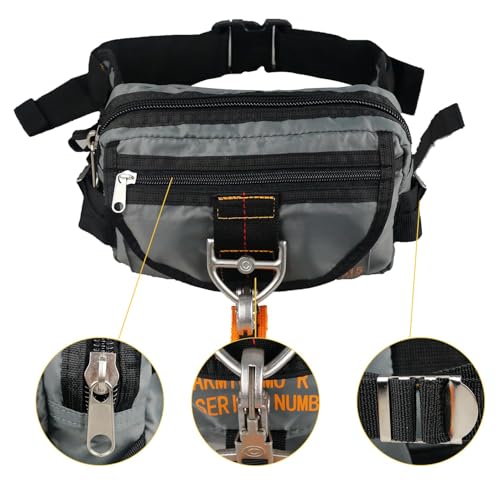 Tactical Waist Bag Parachute Buckle Multi-Pocket FannyPack Grey | Koisgext tactical waist bag, tear-resistant nylon, 9"x5.2"x2.4", 0.8 lbs, parachute buckle, multi-pocket, zipper pockets - color: Grey