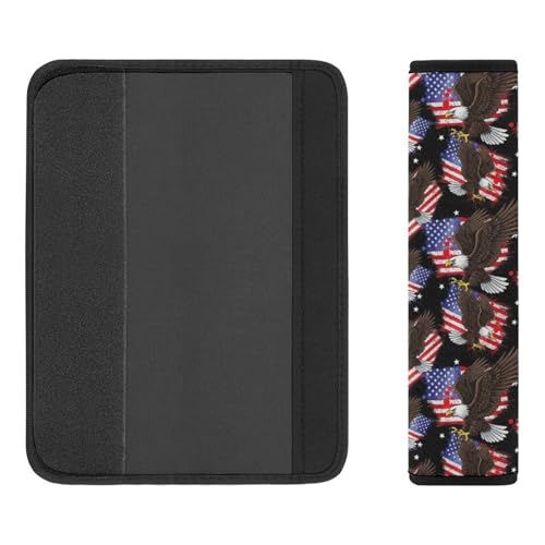 2 Pack American Flag Eagle USA Independence Day Car Seat Belt Pad Breathable Shoulder Harness Cover for Adult Use, Stroller Pushchair High Chair, Pressure Relief - color: Pattern 22