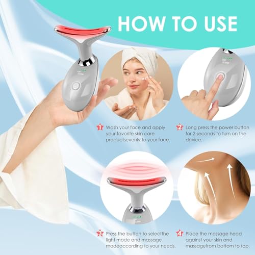 Facial Massager Face and Neck, Face 𝖲 culpting Wand with 7 Color Red (Grey) - color: Grey