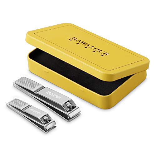 Nail Clippers Set with Visibly Tin Case, Silver | Ultra Sharp, Sturdy Fingernail and Toenail Clipper Cutters - color: Silver