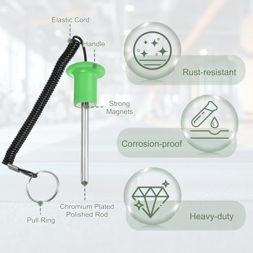 Gym Pin Weight Stack Pin Strength Training Lifting Equipment Replacement with Pull Rope Fitting for Club - color: Green, size: 0.3 x 3.1 Inch