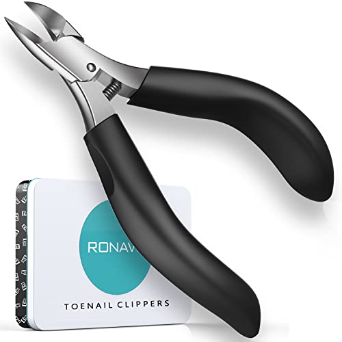 Toenail Clippers for Ingrown & Thick Toenails - Idea Stocking Stuffers Gift for Men & Dad, Heavy Duty Toe Nail Clippers with Sharp Blades & Long Handle, Professional Pedicure Tool Easy Deep in Nails - style: Ingrown Nail Clipper - Black