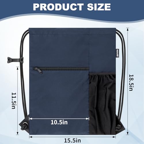 HOLYLUCK Men & Women Outdoor Sport Gym Sack Waterproof Drawstring Backpack Bag (Standard with drawstring, Navy Blue) - color: Navy Blue, style: Standard With Drawstring