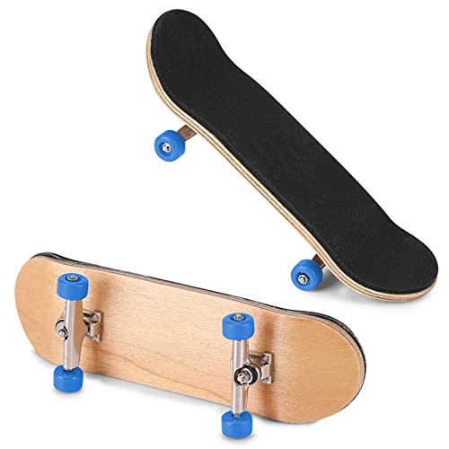 Milltrip Wooden Finger Skateboards, 1Pc Maple Wooden Alloy Fingerboard Finger Skateboards with Box Reduce Pressure Gifts (Dark Blue) - color: Dark Blue