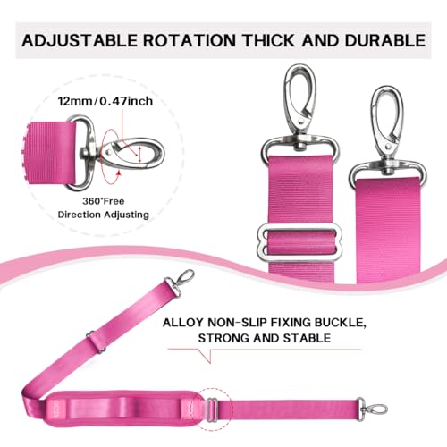 59 Inch Shoulder Straps, Soft with Ultra-Thick Fixed Shoulder Pad, Two Way Independently Adjustable Buckle Replacement Straps for Laptop Bag Messenger Bag Tool Bag Luggage,Rose Red - color: Rose Red, size: 59 inch