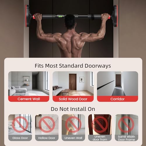 Adjustable Doorway Pull-Up Bar for Home Gym, Multi-Position Chin-Up & Pull-Up Bar for Upper Body Workouts (37"–47" Wide)
