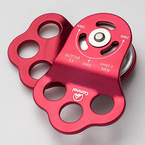 Triple Attachment System Climbing Pulley, 30KN Aluminum Alloy for 13mm Rope, Rock Climbing, Hauling and Rigging