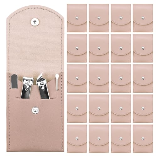 20 Sets Manicure Set Bulk, Nail Clippers Kit Stainless Steel Fingernail Clippers Set, Sturdy Nail Tip Cutter Trimmers Professional Grooming Toenail Clippers Personal Pedicure Kits Gift (Pink 4 in 1) - color: Pink