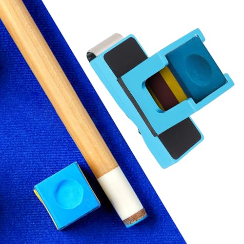 flexman Billiard Chalk Holder, Aluminum Universal Dry Oil Pool Cue Chalk Holder with Magnetic Belt Clip, Professional Snooker Billiard Accessories - color: Blue