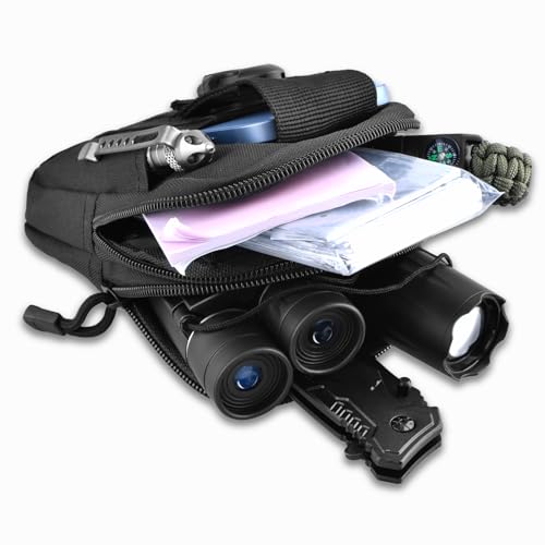 TRIWONDER Tactical Phone Pouch Molle, Smartphone Holster Bag EDC Utility Cellphone Lock Card Holder Organizer Fit for Waist Belt Case - color: 04 Black