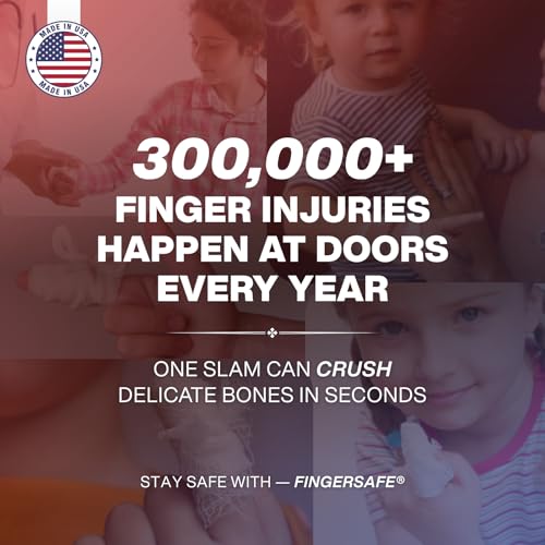 Fingersafe Home Door Finger Guard Protector for Kids Finger Safety, 43” uPVC Pull Side Easy 3M Stick-On Safety Hinge Cover, Made in USA Door Pinch Protector for Baby - Finger Pinch Door Guard for Kids - style: HOME-PULL-SIDE