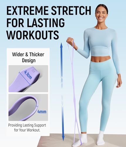 Upgraded Figure 8 Resistance Bands, Resistance Bands for Arms & Full Body Workout, Stretch Resistance Band with Handles for Yoga, Pilates, Toning, Home Fitness & Physical Therapy - color: 15LB Purple