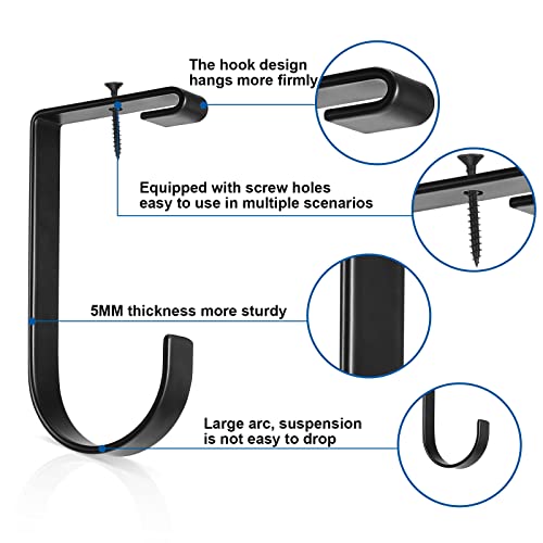 Ferraycle 12 Pcs Add-on Storage Hooks for Ceiling Rack and Wall Shelving, Bike Hanging and Flat Hooks, Black
