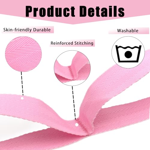 Stretching Strap Yoga Strap with Loops, Stretch Straps for Physical Therapy, Non-Elastic Exercise Strap for Pilates, Dance and Gymnastics with Workout Guide - color: Pink