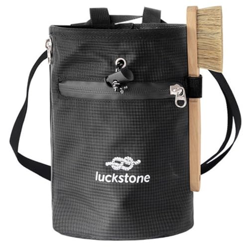 Climbing Chalk Bag 5x7.5 Fleece-Lined Waterproof 420D Oxford Chalk Bag with 24-43" Waist, Drawstring, Brush & Zipper Pockets for Men Women
