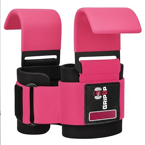 Weight Lifting Hooks – Heavy Duty Gym Straps for Deadlifts, Pull-Ups, Rows & Strength Training Secure Grip Support for Weightlifting, Powerlifting CrossFit Nylon & Neoprene Padding - color: Pink