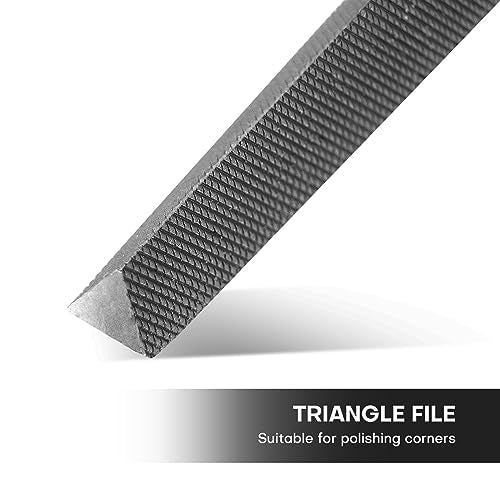 8 Inch Triangular Medium Cut File, Double Cut Teeth, Made of High Carbon Steel, Half Round Hand File Without Handle, Suitable for Shaping Metal, Wood, etc - color: Triangular, size: 8 Inch