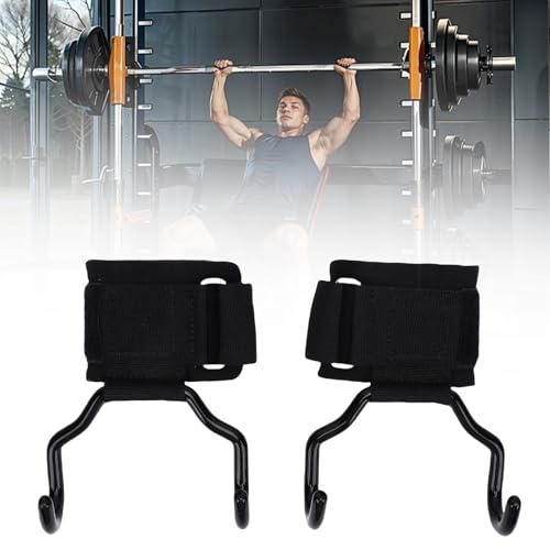 Garosa Weight Lifting Hooks Adjustable Non Slip Rubber Grip 330lb Capacity Wrist Straps with Widened Cotton Layer for Strength Training Bodybuilding Pull Ups Barbell Rowing