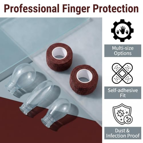 3PCS Waterproof Finger Protector& bangdage, Silicone Finger Covers for Showering, Leak-Proof Sealed Design, Reusable Finger Sleeve for Wound Protection(S&M&L&bandage brown) - size: 2small&middle&large