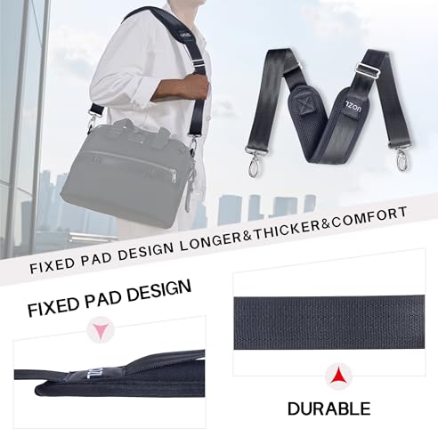 59 Inch Shoulder Straps, Soft with Ultra-Thick Fixed Shoulder Pad, Two Way Independently Adjustable Buckle Replacement Straps for Laptop Bag Messenger Bag Tool Bag Luggage,Black - color: Black, size: 59 inch