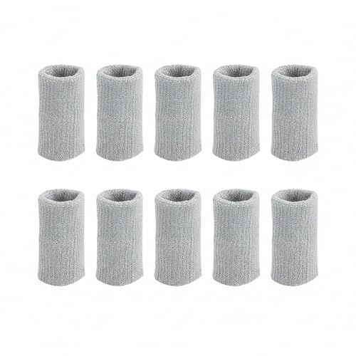 10-Pack Nylon Finger Sleeves for Basketball & Football, Snug Fit, Durable Sports Cover - color: Gray