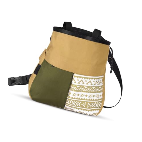 Mountaineering Chalk Bag, Large Capacity Sports Chalk Bag Holds 700g Powder, Wide Mouth Access, Trapezoidal Bottom, Dual Hanging Points for Rock Climbing Bouldering Training - size: Large Khaki