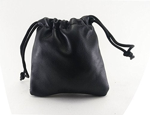 3 Pack Lambskin Leather Drawstrings Pouch: Black, 11.5cm X 11.5cm - color: Black