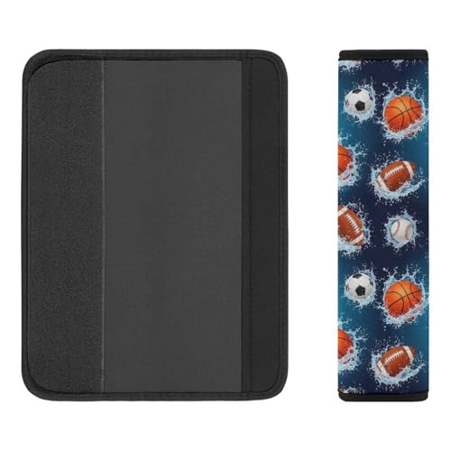 2 Pack Sports Balls Basketball Baseball Football Soccer Car Seat Belt Pad Soft Padded Seat Belt Cushion for Child, Stroller Pushchair High Chair, Shock Absorption - color: Pattern 175