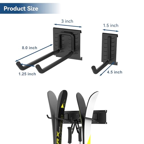 WALMANN Garage Storage Organization System Ski Wall Rack 2 Pairs of Skis Mount Hanger Home Shed and Garage Snowboard Wall Rack Holds Up to 100 lbs - style: Holds 2 Pairs of Skis