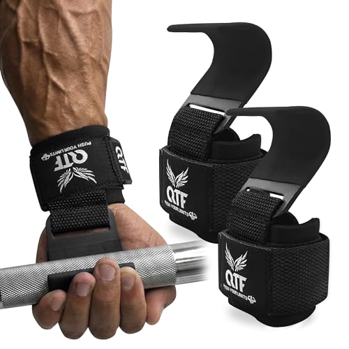 Weight Lifting Hooks Lifting Heavy Duty Deadlift Wrist Straps Men and Women Pull Ups Powerlifting and Gym Workouts grips - color: Black/Iron-Hooks, size: Iron-Hooks
