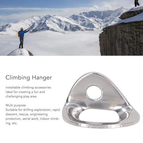 HERCHR 10 Pcs Bolt Hanger, 25KN 316 Stainless Steel Rock Climbing Hanger Anchors, Silver Bolt Anchor Hooks Strap Ring for Hammock, Gym, Aerial Work, Caving, Rappelling, Rescue, Trailer Tie-Downs