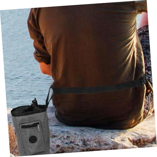 Kisangel Gray Antislip Chalk Bag for Rock Climbing with Oxford Cloth Waist Pouch Lightweight Portable Training Pouch with Zippered Pocket for Bouldering and Gymnastics